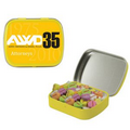 Small Yellow Mint Tin Filled with Conversation Hearts
